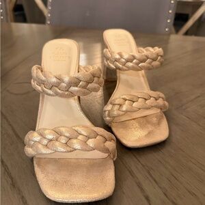 Chic Gold Braided Women's Heels